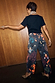 Thumbnail for Night Garden Barrel Jeans in black with poppy and leopard motifs in a relaxed barrel leg fit.