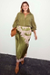 Olive Marley Shirt with pink lace accents, styled with a matching lace midi skirt for inclusive sizing.