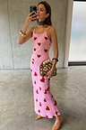Pink Hearts Knit Tank with a red heart print, styled as a co-ord with a matching skirt and leopard clutch.