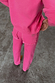 Thumbnail for Pink Denim Scallop Detail Jeans with scalloped back pockets and NFD logo, paired with a matching pink knit jumper.