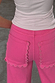 Thumbnail for Pink Denim Scallop Detail Jeans featuring scalloped back pockets and the NFD embroidered logo.