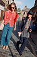 Navy Pinstripe Arden Trousers and matching blazer styled with a graphic tee for a London street style look.