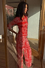 Red Bandana Rib Jersey Top featuring an iconic print and 3/4 sleeves, styled as a matching co-ord.