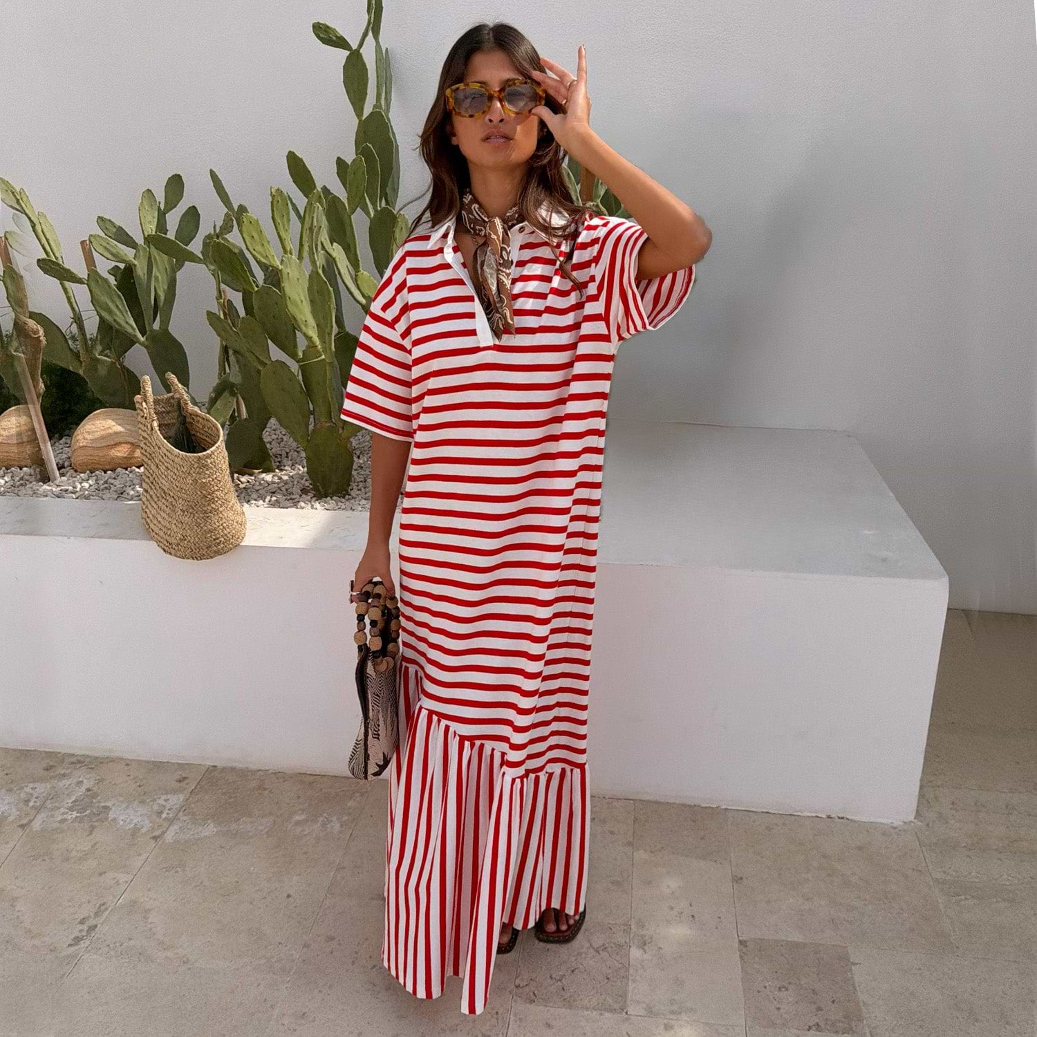 Red Stripe Jersey Dress