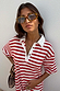 Red Stripe Jersey Dress featuring a white buttoned collar and horizontal red and white stripes, designed in London.