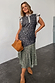 Mix Fawn Spot Remi Dress featuring a neutral watercolour spot print, asymmetric skirt and pleated frill details.