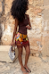 Rio Mini Maeva Skirt featuring a tropical fruit placement print and delicate brown lace trim at the hem.