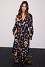 Thumbnail for Black Deloris Satin Robe and pyjamas with gold hand motifs, designed in London for feel good dressing.