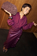 Thumbnail for Burgundy Ruffle Miley Shirt with blouson sleeves, a matching ruffle skirt and leopard print pointed heels.