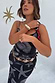 Black Seashell Mesh Cami Dress with a grey starfish print, styled with a tan concho belt and gold jewellery.