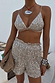 Silver Sequin Shorts with a relaxed fit and elasticated waist, paired with a matching sequin bikini top.