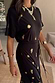Thumbnail for NFD Black Shell Midi Leia Dress featuring gold shell print, T-shirt style top and wrap tie skirt.