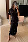 Thumbnail for Black Shell Midi Leia Dress with a gold shell print and wrap tie waist, styled with gold jewellery in a mirror selfie.