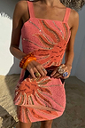 Pink Sol Beaded Top and matching bag featuring hand-embroidered sun prints, glass beads and sequins.