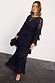 Thumbnail for Black Star Devore Felicity Dress with tiered ruffles and velvet star motifs, shown on a curve model.