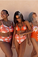 Orange Sun High Waist Bikini Briefs with iconic sun motifs, shown on three models to celebrate inclusive sizing.