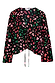 Black animal print Verity top featuring pink and green leopard spots, flared bell sleeves and a centre front tie.
