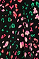 Close-up of the Black Animal Verity Top showcasing pink, red, and green leopard print on a black background.