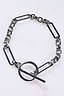 Thumbnail for Bespoke silver chain bracelet with mixed links and a T-bar fastening.