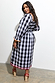Gingham Macy midi dress in monochrome with colourful rickrack trim and shirred back detail.