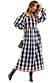Monochrome Gingham Macy Midi Dress with ruffled blouson sleeves and colourful rickrack trim.