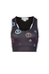 Black Peace Athleisure Crop Top with multi-coloured peace, star and heart prints and a racerback.