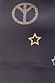 Close up of the Peace Athleisure Crop Top with leopard print peace sign and colourful stars.