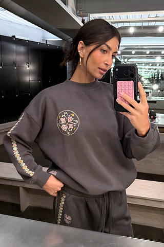 Charcoal Grey Embroidery Elements Sweatshirt