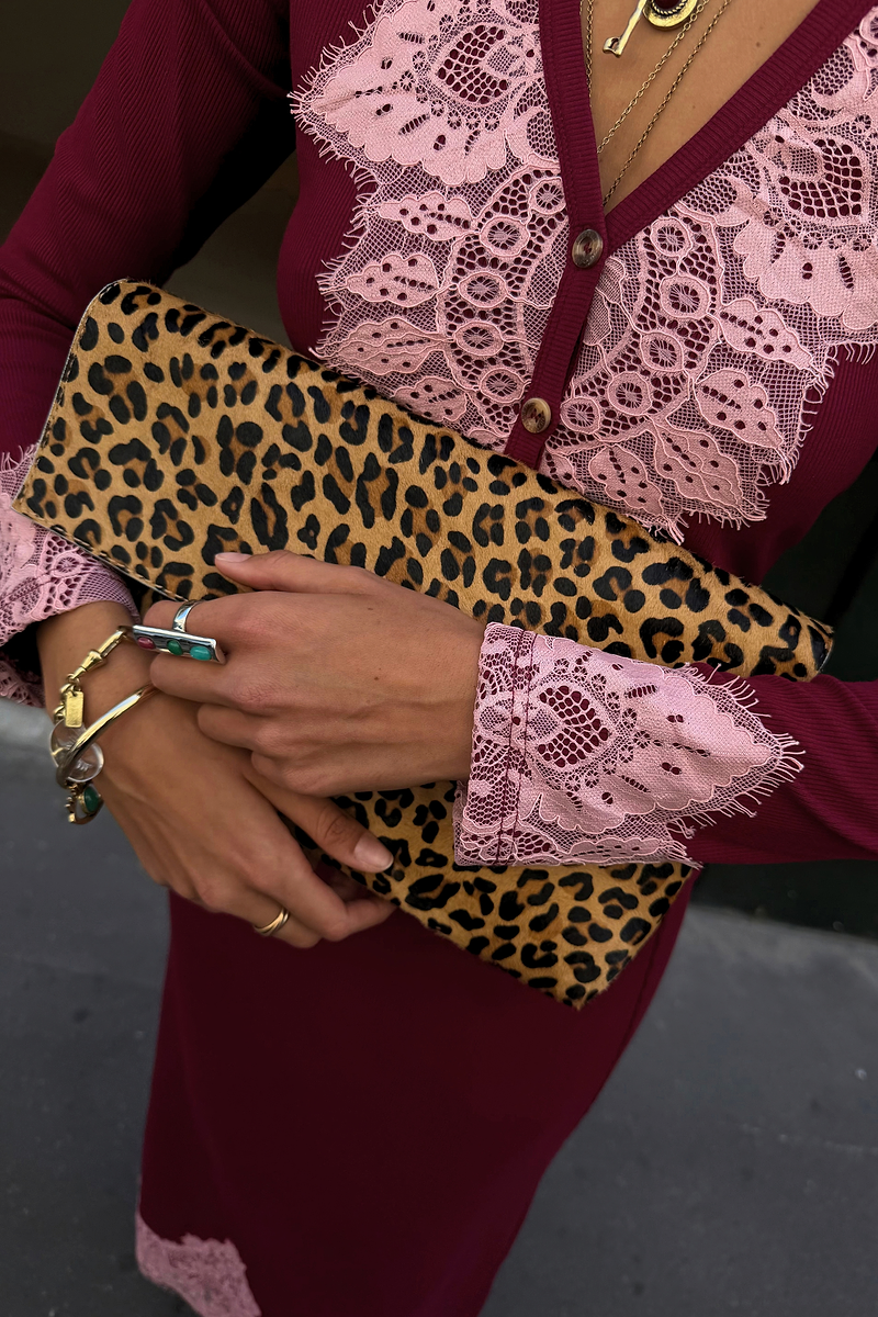 Leopard Pony Fold Over Clutch Bag