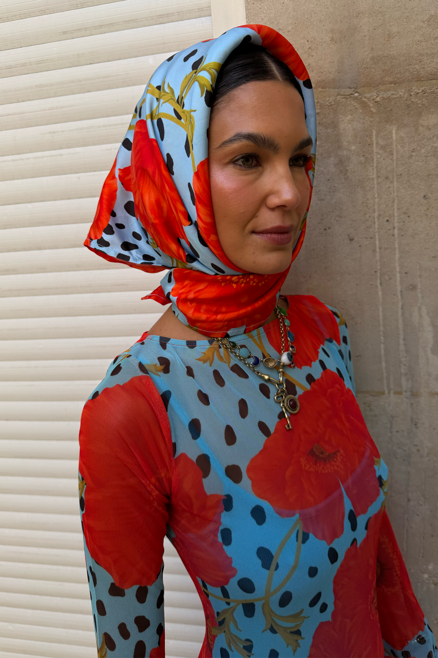 Blue Deer Poppy Bandana