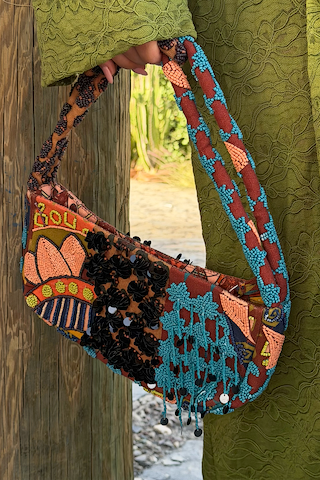 Casablanca Spliced Beaded Bag