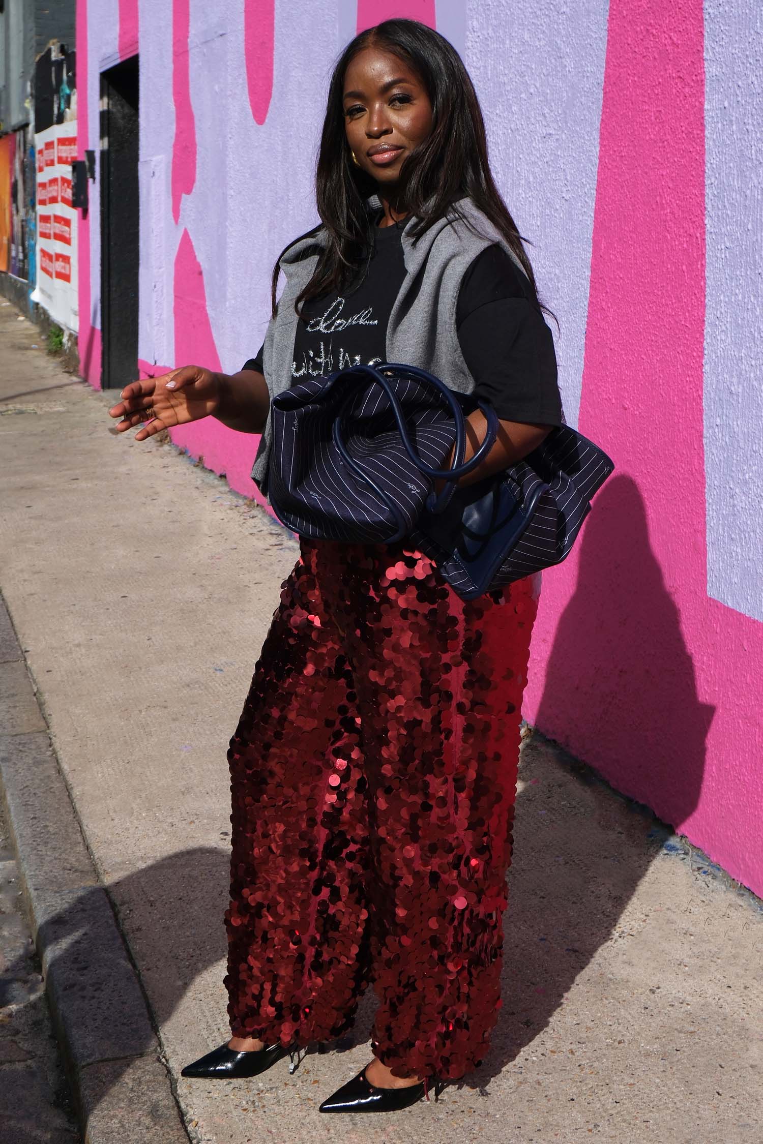 Burgundy Sequin Naomi Trousers