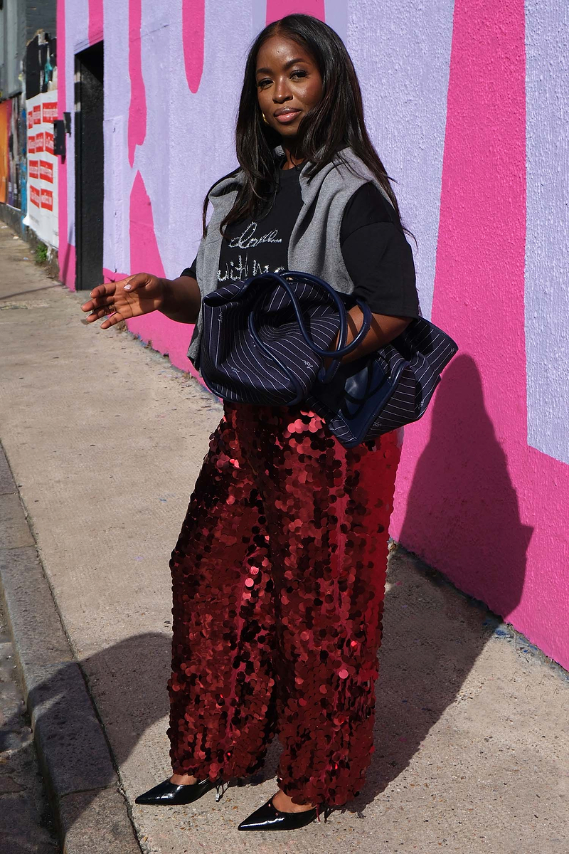 Burgundy Sequin Naomi Trousers