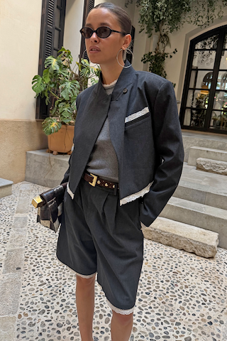 Fold Over Cropped Blazer