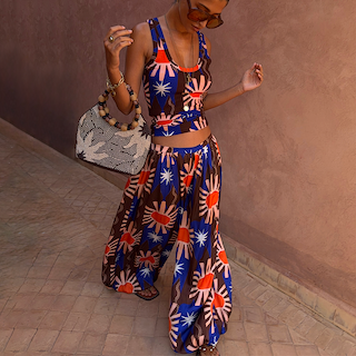 Chocolate and Blue Sun Trousers
