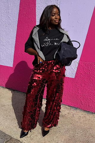 Burgundy Sequin Naomi Trousers