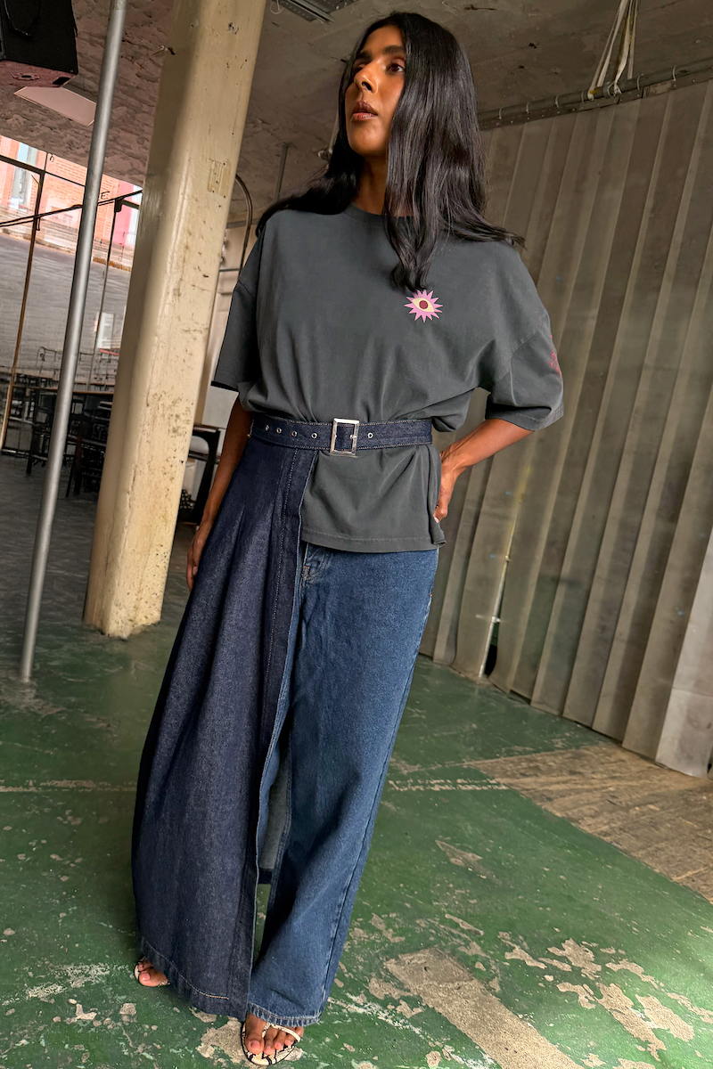 Dark Indigo Denim Belt Skirt