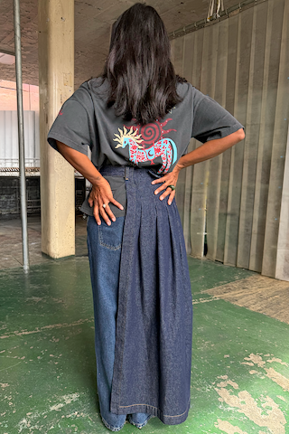 Dark Indigo Denim Belt Skirt