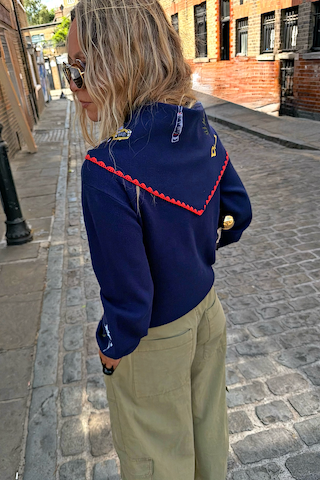 Navy Icons Knit Scarf