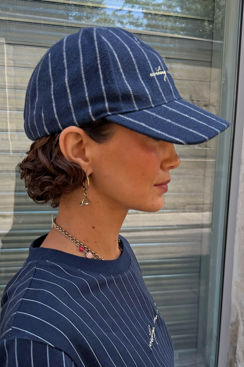 Navy Pinstripe Cap