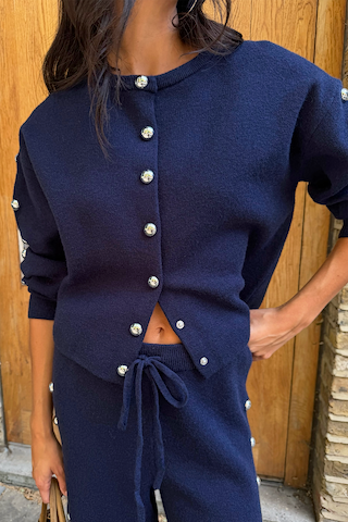 Navy Studded Cardigan