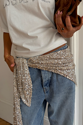 Silver Sequin Scarf