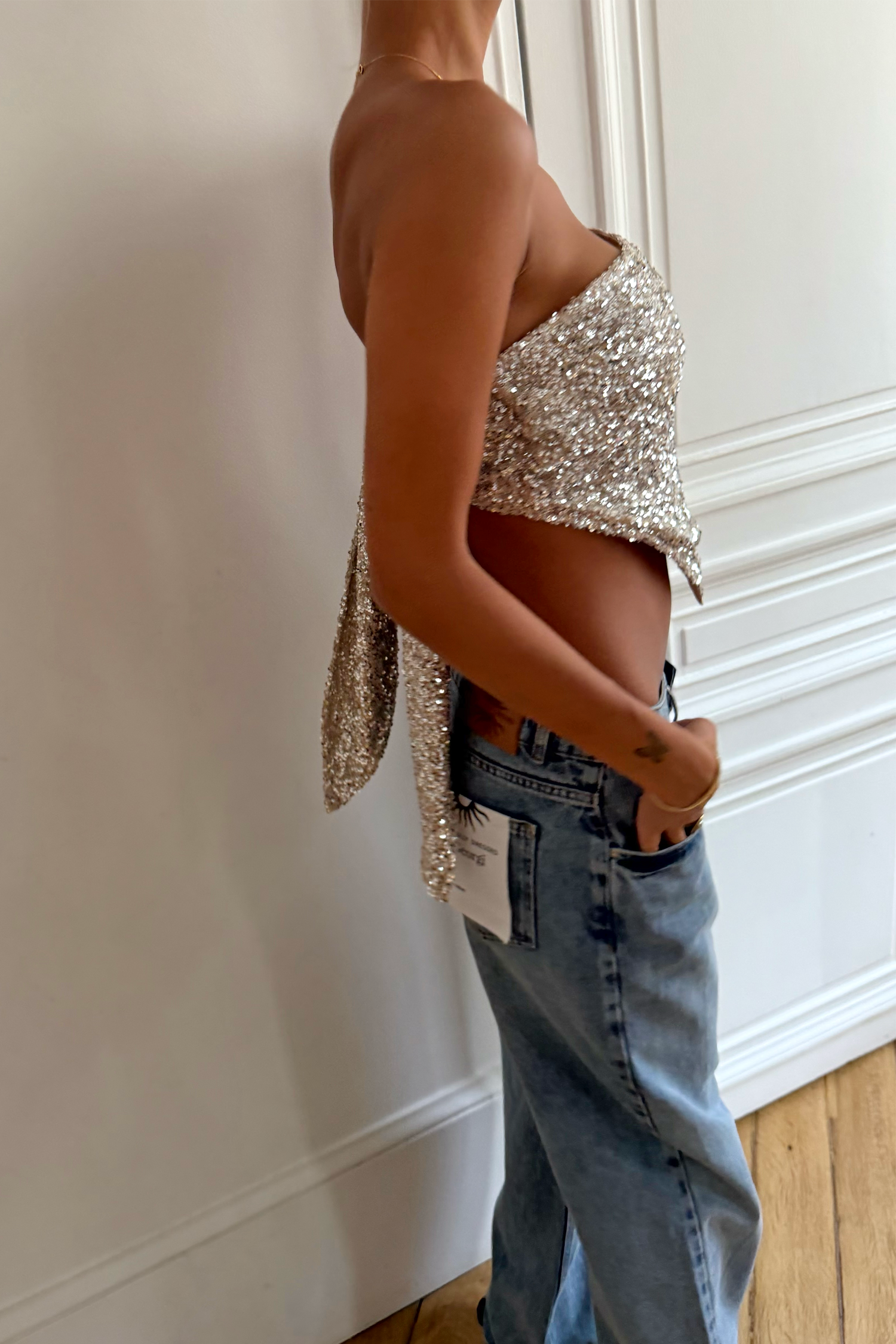 Silver Sequin Scarf