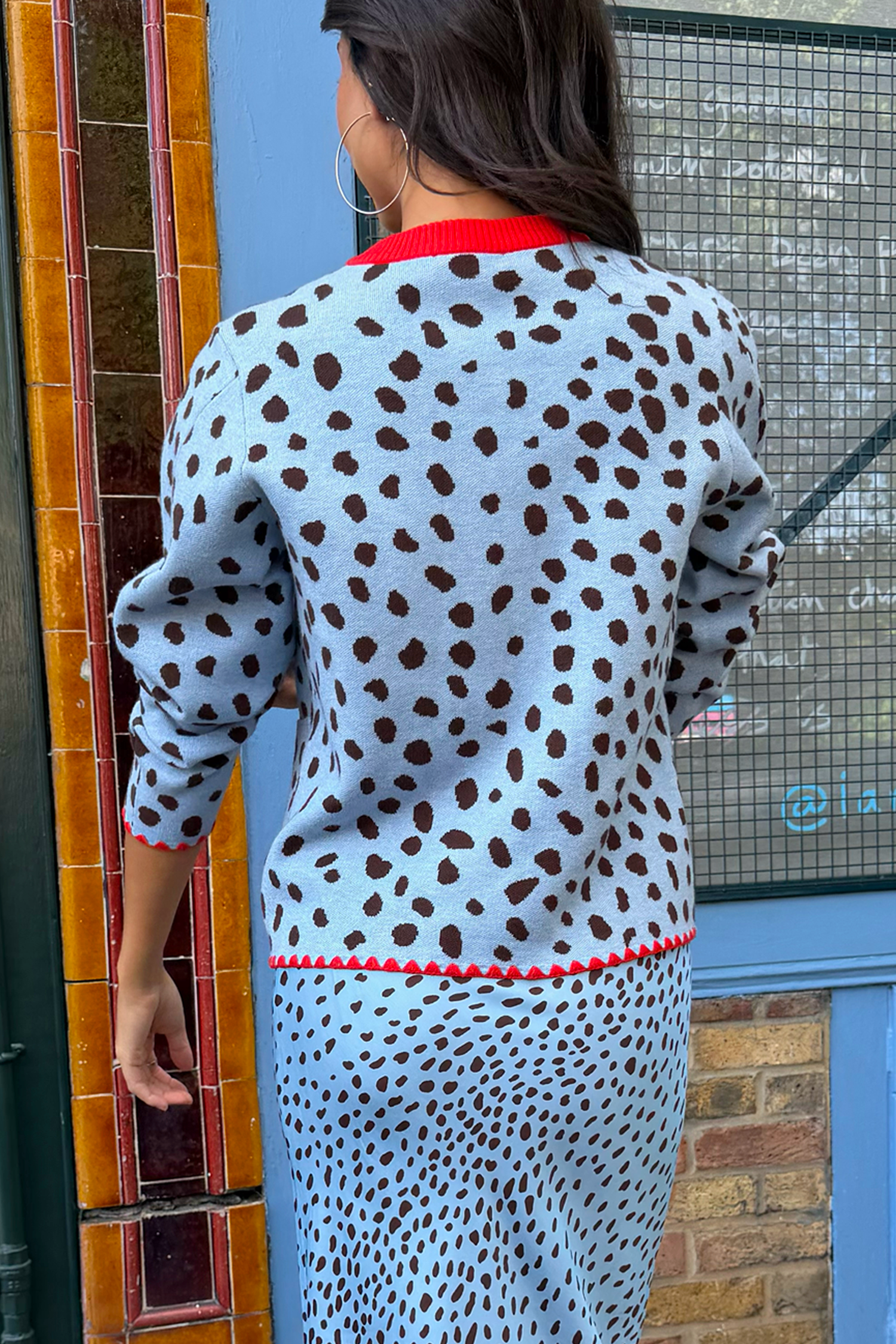 Sky Blue Deer Embroidered Chloe Cardigan