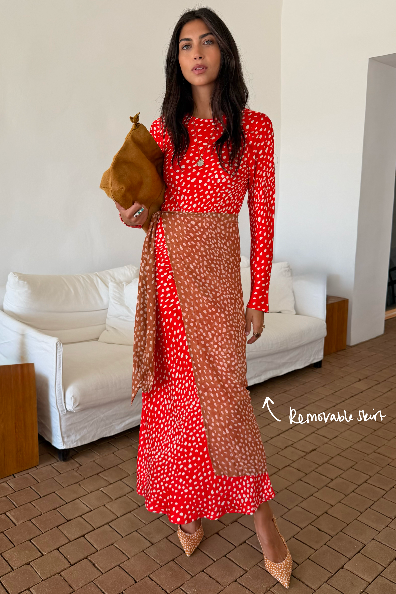Spliced Deer Wrap Maxi Dress