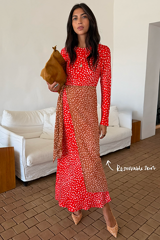 Spliced Deer Wrap Maxi Dress