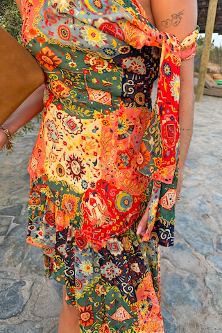 Tapestry Tie Shoulder Top