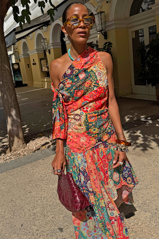 Tapestry Tie Shoulder Top