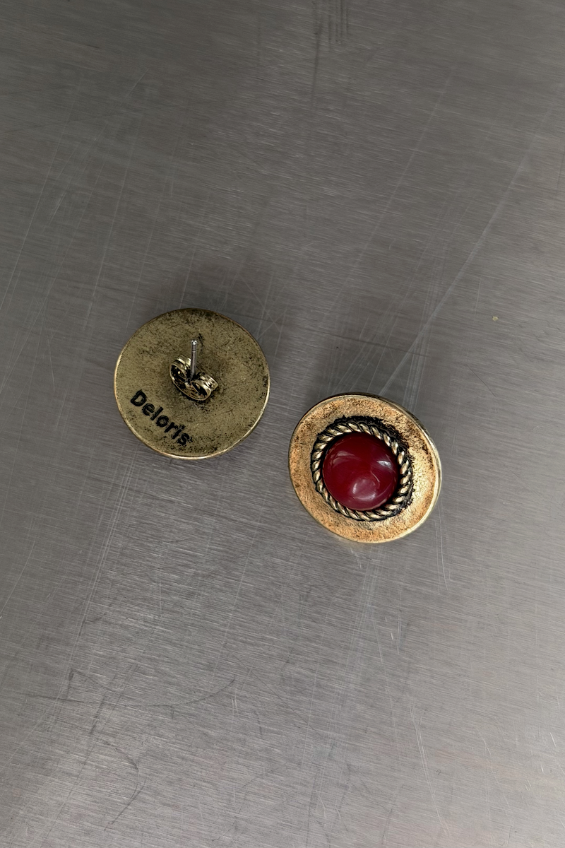 Deloris Red Circle Earrings