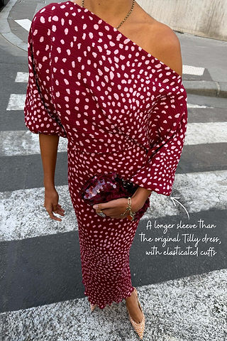 Burgundy Deer Tilly Dress